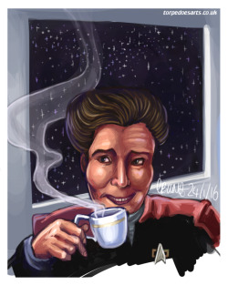 torpedoesarts:  The Janeway + coffee picture