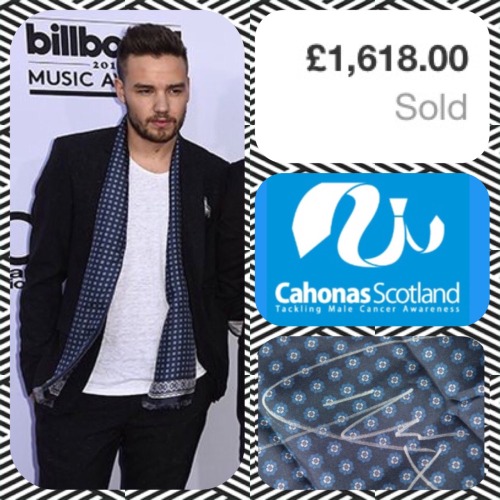 Liam’s Paul Smith scarf he wore to the 2015 Billboard Music Awards sold for £1618 for Cahonas Scotla