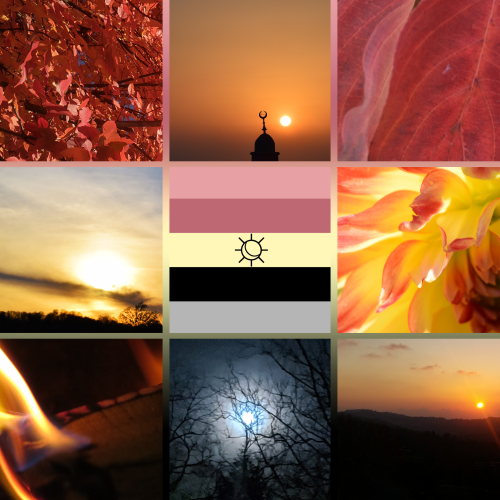 Solunarian moodboard! Solunarian is for nonbinary people who are both solarian (aligned/connected to