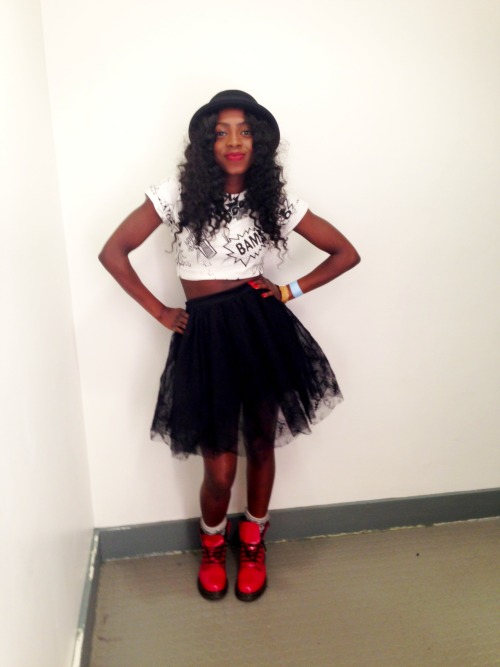 blackfashion:  Hat - River Island, Top - Primark, Skirt - Vintage, - Shoes - Dr Martins Shay La Rose