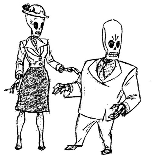 talesfromweirdland:Grim Fandango (1998) concept art and model sheets. Great designs by Peter Tsacle 