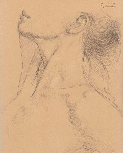 akramfadl:4p.m #sketch #drawing #figurestudy #figuredrawing #figurativedrawing #brookelynne @brookelynne #art #graphite and #whitechalk on #fabriano ❤️❤️❤️