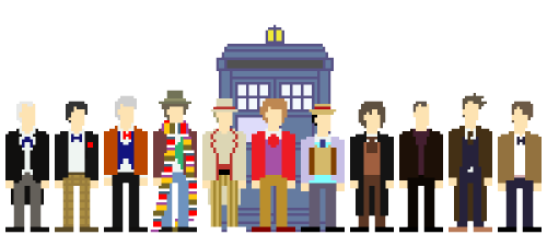 onepixperday:NOV01 First to Eleventh Doctor Who & TARDISPre-War Doctor line-up.