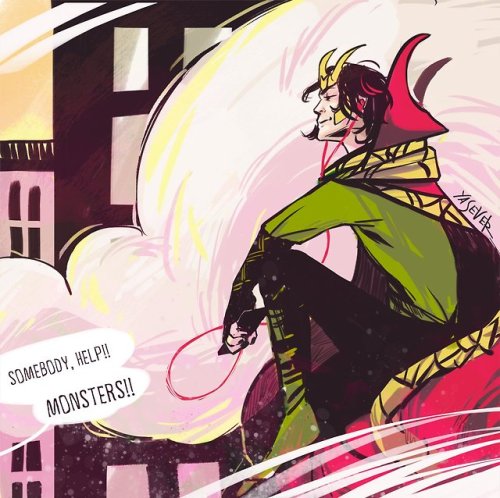 yasever-art:Loki enjoying himself as the sorcerer supreme from “Doctor Strange” :)