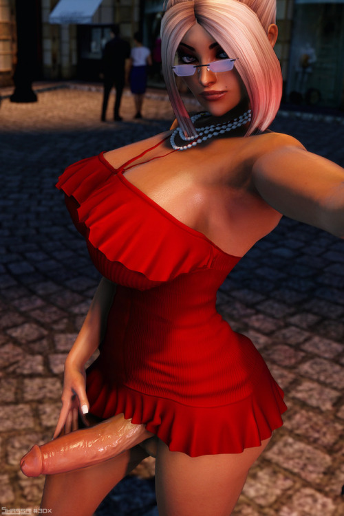 shassai: Dani - Inappropriate behavior Little red dress, too tight - perfect for an evening walk, right? — There are additional shots of Dani on my Patreon. Join up if you enjoy my work and want to support it! 