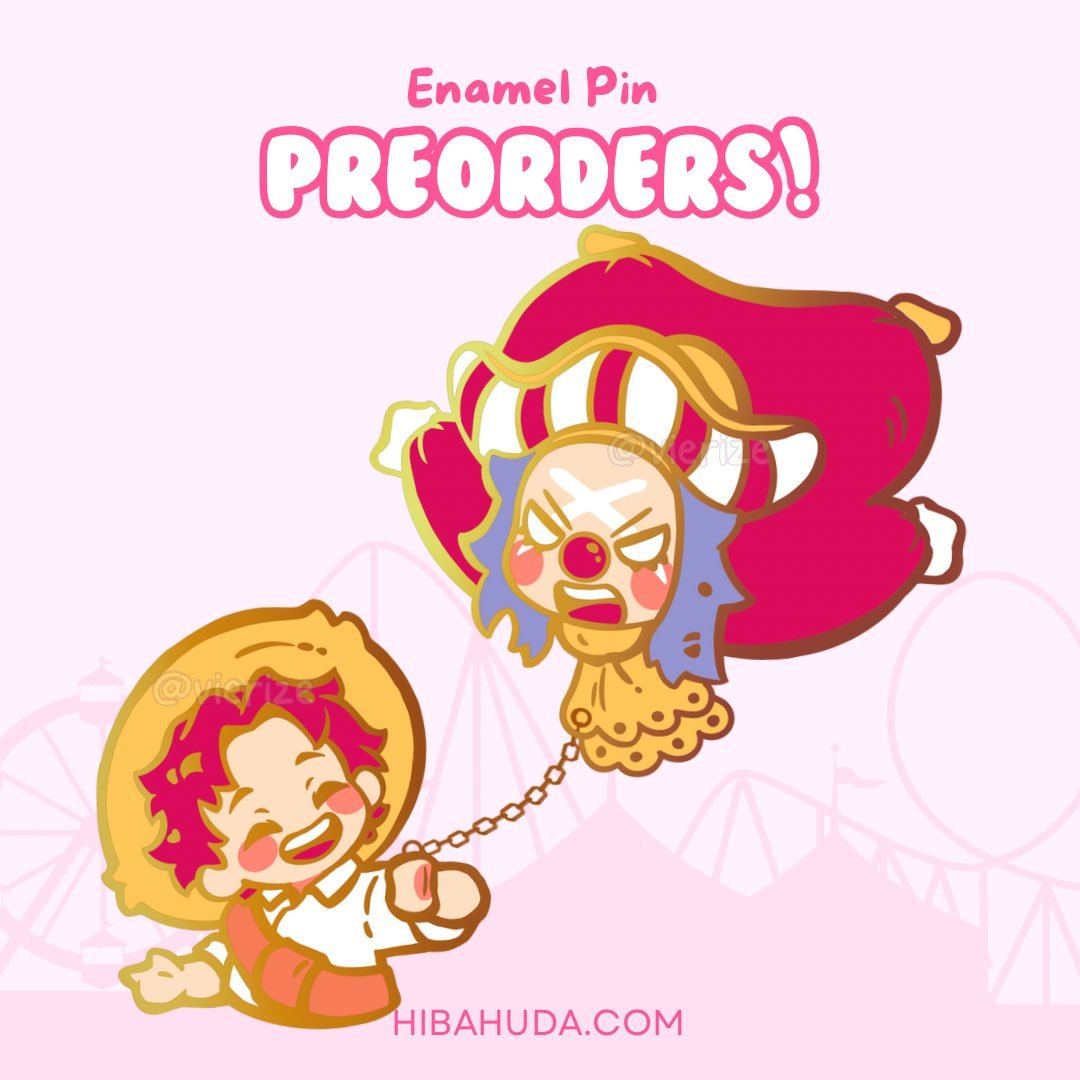 OPFunnyPins One Piece Pin Fu Strawhat Buggy The Clown Inspired Enamel