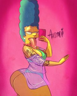 thicksexyasswomen:  axart:  Marge doing her best @_kakey impersonation #axcomix #sketchbookpro #thicktoons #margesimpson #homercanthandlethat  😆