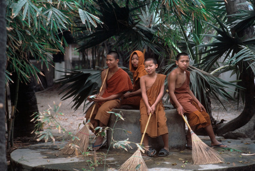 unrar:Thailand 987. Monks at a Buddhist temple, near Chiang Mai, Bruno Barbey.