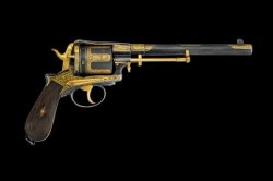 peashooter85:  Ornate gold inlaid Austrian Gasser revolver, late 19th century. 