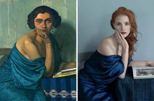 Vogue's Jessica Chastain photoshoot Painting: Le Retour de la Mer by Felix Vallotton For more fashio