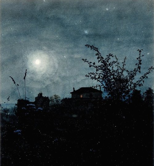 furtho:Léon Bonvin’s Moonlight Scene, Houses In Background, 1864 (via here)     