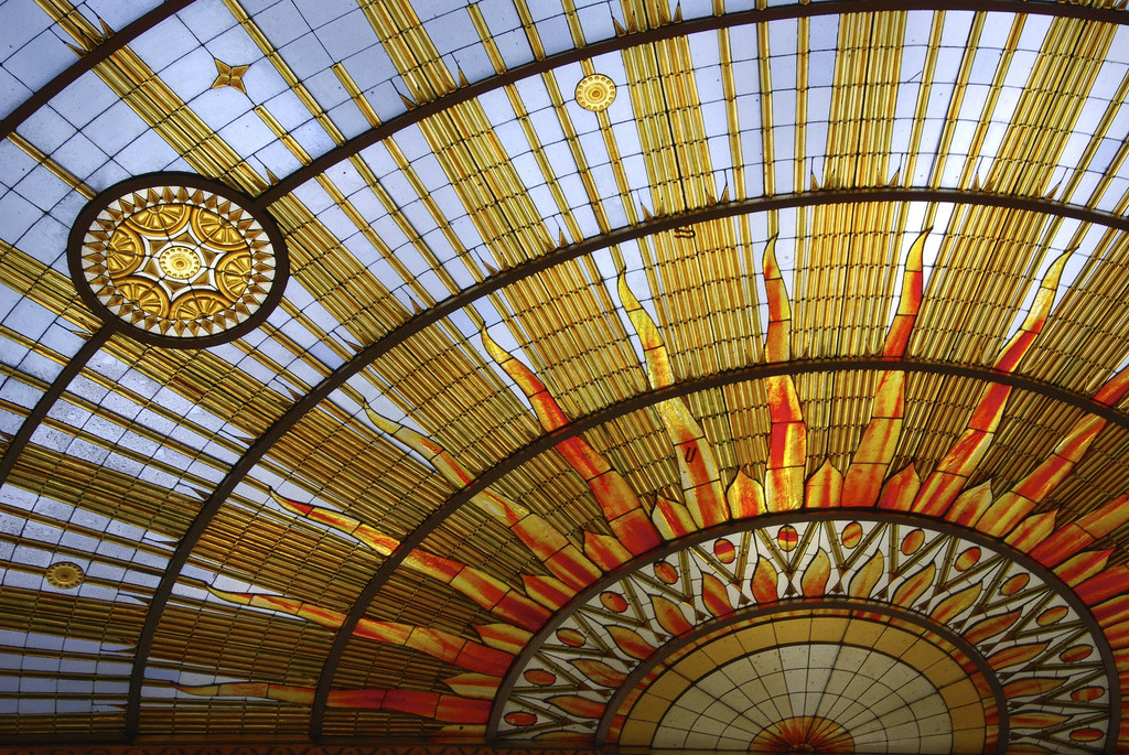 vimyvickers:  Gorgeous stained-glass skylight ceilings in the Art Nouveau style,