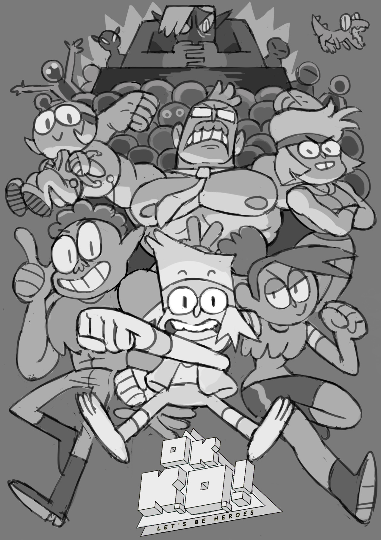 insidematthieu:  Here are the initial layout ideas for the OK KO poster that I did