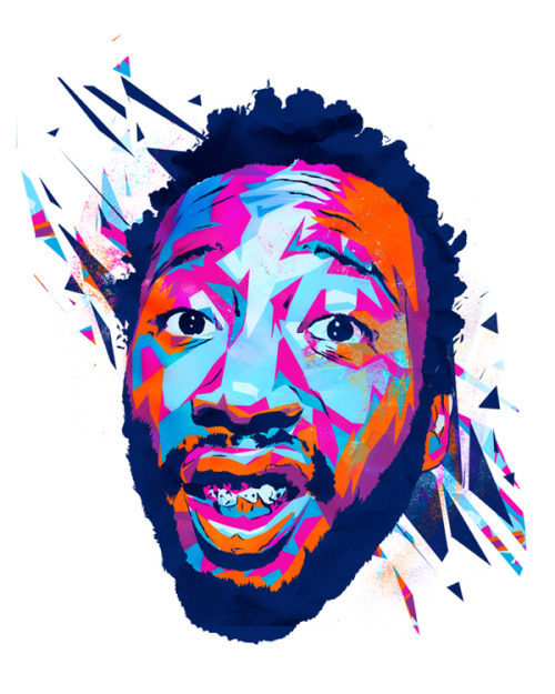 machine-factory:  Colorful digital portraits by artist Mink Couteaux aka Merged Visible.  Taken from his series “Dead Rapper” and “Next Generation Rappers” and a solo Kanye piece for good measure.