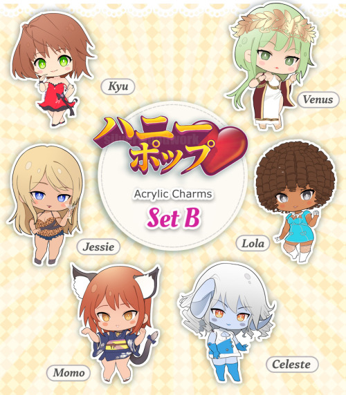 Fan-made key charm sets for the first HuniePop game!! Was so nice revisiting the classic cast, gave 