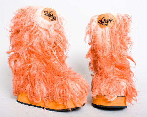 90s Vintage Peach Fur  Swear Platform Boots (buy here)