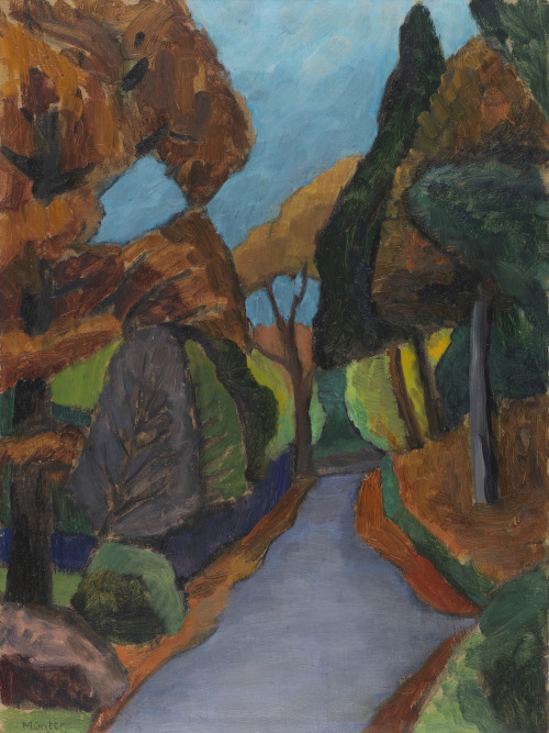 terminusantequem:Gabriele Münter (German, 1877-1962), Herbstallee, 1931. Oil on cardboard, 45 x 33 c