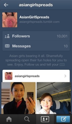 asiangirlspreads:  10,000 followers. Thank you for enjoying &amp; Thank you for the shares, likes and reblogs!! www.tumblr.asiangirlspreads.com Cum See Asian Girls Shamelessly Spreading their Holes Wide Open