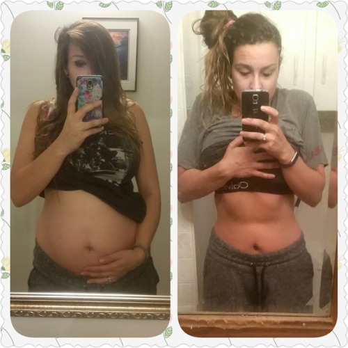 6 months pregnant to 7 months pp. I couldn&rsquo;t workout until around 7 weeks pp. So I technically