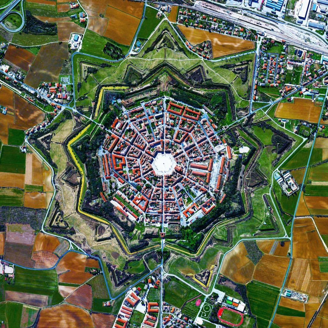 dailyoverview:The town of Palmanova, Italy is recognized by its concentric layout