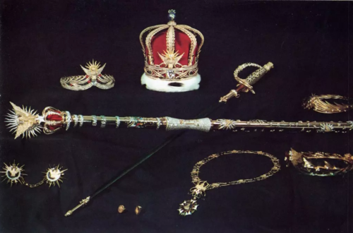 Crown jewels of the Central African Empire used at the coronation of Jean-Bedel Bokassa, Emperor Bok