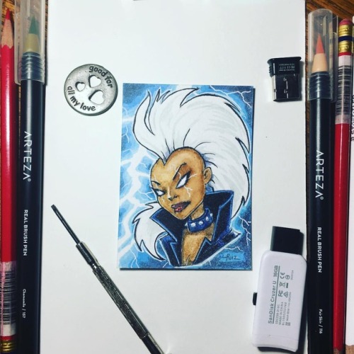 Storm.. #xmen #storm #sketchcard #sketchcardmob #sketchdaily #watercolour #inks #girlpower #mohawk