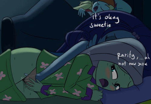 this is the my horny thought when i saw Rainbow rocks in sleepover scene :3 (edit : here’s the one with the blanket)