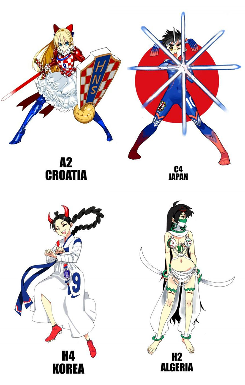 Anime mascots for World Cup! -source-
