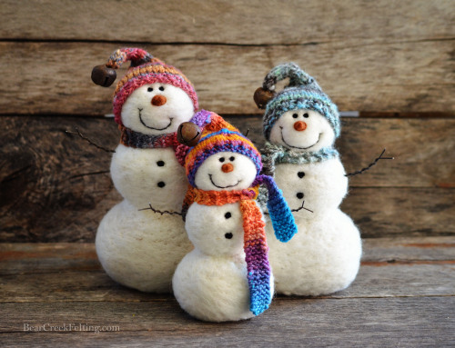 Bear Creek Snowmen needle felted by Teresa Perleberg