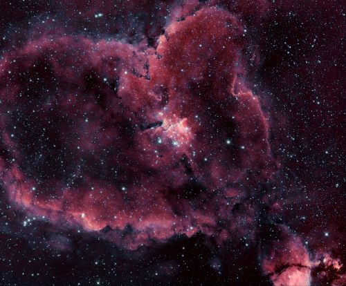 Emission nebula IC 1805 as known as the Heart Nebula in the constellation Cassiopeia