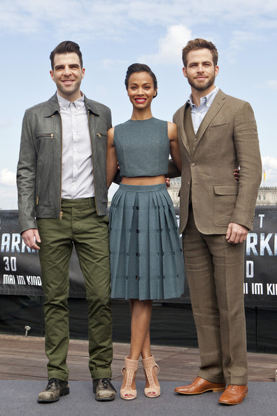 hurt-spock: startrek-beyond: Star trek into darkness photocall Berlin // April 28th 2013 I feel like the cast sent a memo about a colour theme and feel to this photocall and they forgot to let Alice Eve know- although she still looks stunning!  