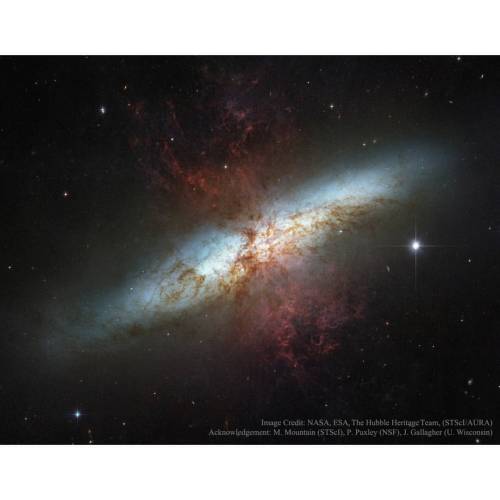 M82: Galaxy with a Supergalactic Wind #nasa #esa #hubbleheritageteam #stsci #aura #nsf #m82 #cigargalaxy #irregulargalaxy #expandinggas #particlewinds #superwind #gasfilaments #galaxy #interstellar #intergalactic #universe #space #science #astronomy