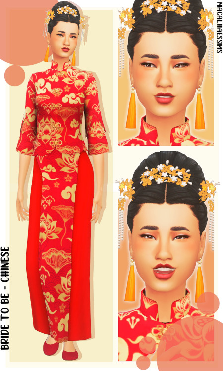 magalhaessims:BRIDE TO BE - MAXIS-MATCH CHINESE INSPIRED LOOKBOOKOUTFITQipao Outfit (Jiayi) | Shoes 