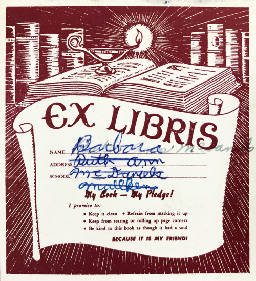 Over the years, many primary and secondary schools have employed bookplates to admonish students aga