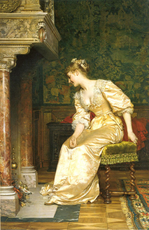 polandgallery:“Young Lady at The Fireplace”, 1889 by Władysław Czachórski (1850 - 1911) 