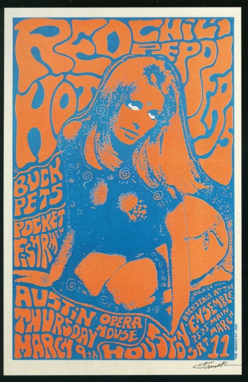 Concert Poster: Red Hot Chili Peppers, Buck Pets, Pocket Fishermenby Frank Kozik, 1989venue: Austin 