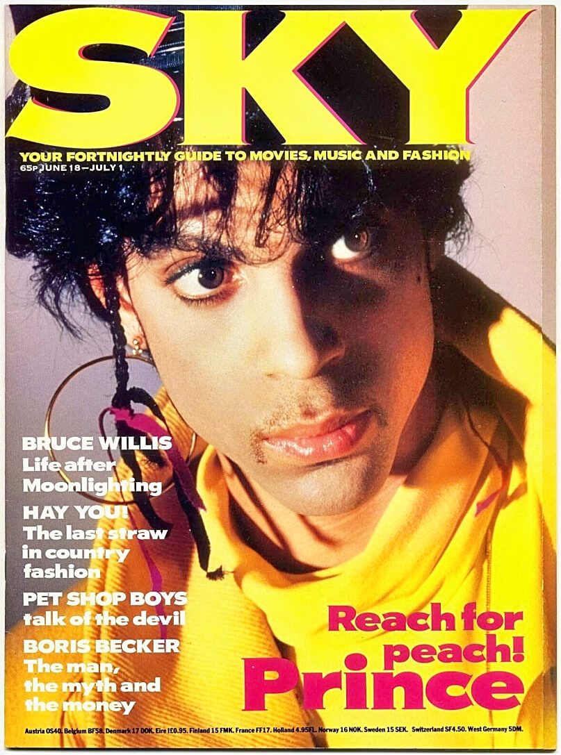 <p>Prince on the front cover of Sky magazine June 1987</p>