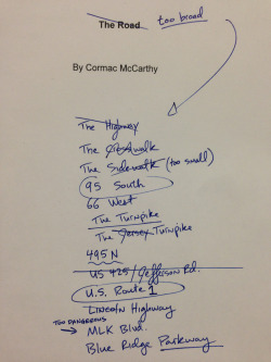 shitroughdrafts:  The Road, by Cormac McCarthy. 2006.  What about GSP?
