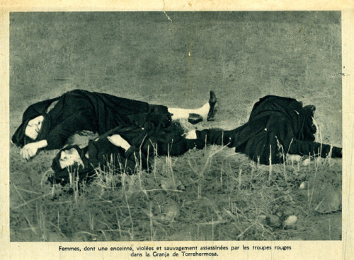 Propaganda leaflet from the Spanish Civil War alleging that these women, one of them pregnant, were 