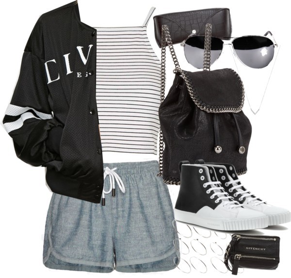 Untitled #3521 by amylal featuring silver glasses
Topshop white stripes shirt, 16 AUD / Forever 21 long sleeve jacket, 165 AUD / Rag & bone/JEAN pocket shorts, 135 AUD / Balenciaga trainers / STELLA McCARTNEY rucksack bag, 1 410 AUD / Givenchy mini...