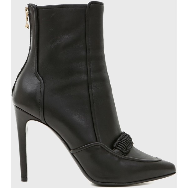 Balmain Black pointed-toe leather low boots ❤ liked on Polyvore (see more pointed toe booties)