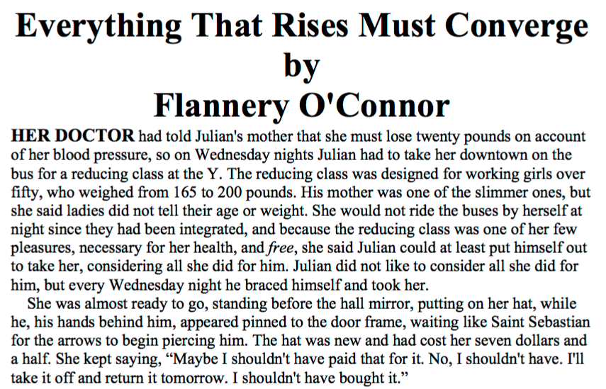 A story about Southern life in the era of integration from one of America’s most beloved short story writers, Flannery O’Connor.
You can read “Everything That Rises Must Converge” in 100 YEARS OF THE BEST AMERICAN SHORT STORIES and online here.
We’re...