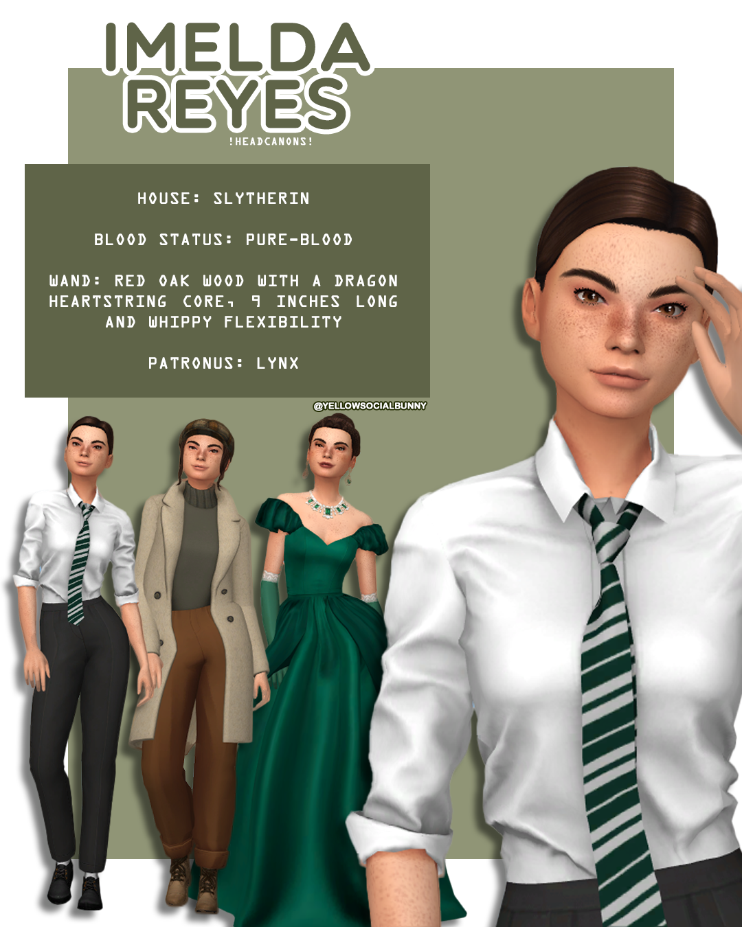 Imelda Reyes sims 4 version wearing 3 type of outfits: uniform, winterwear and dress. 