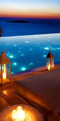 charlaleu:  Pool Lights, Mykonos, Greece