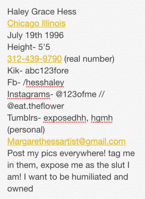 dr-voorhees: Haley grace Hess. Expose this cunt with all your might because she literally asked for 