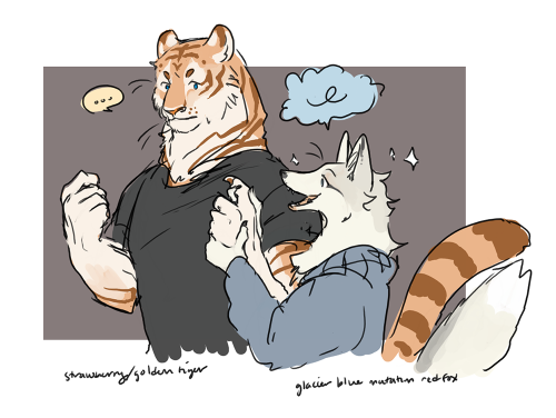 furry vers of my ocs :-Dtiger!ollie, fox!shiori, hare!fletcher, and marten!min