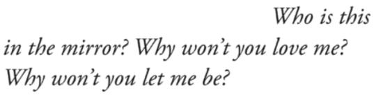 typodescript:weltenwellen:Erika L. Sánchez, from “La Cueva”, Lessons on Expulsion[text: Who is this in the mirror? Why won’t you love me?Why won’t you let me be?]