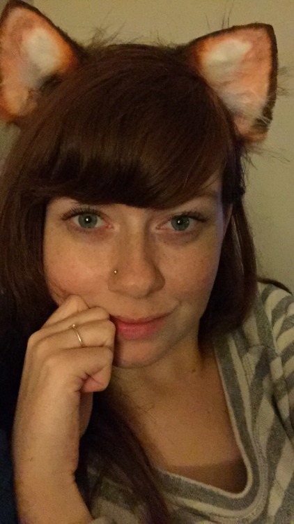 redheadedkitten:Happy National Cat Day! My ears from WoodlandCreature came in today!