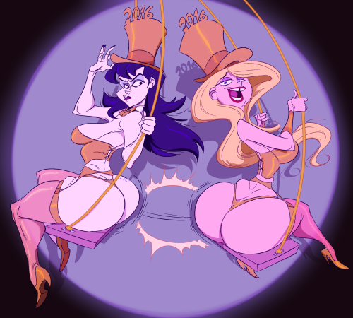 dacommissioner2k15:  Happy New REA…’er…YEAR, 2016!! COMMISSIONED ARTWORK done by: SLBtumblng: http://slbtumblng.tumblr.com/ Concept and idea: me The final pinup of 2015…  I’m swinging into 2016 with the two muses that I’d spent the better