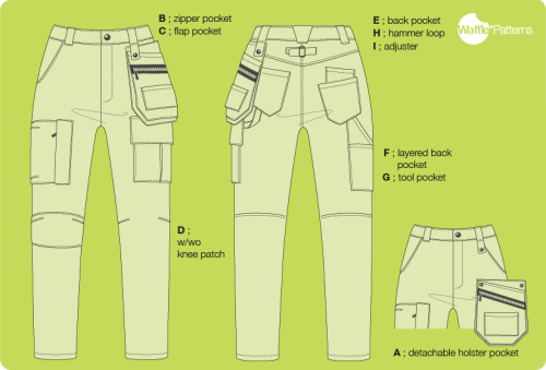 Waffle Patterns pdf sewing patterns /Azuki work pants